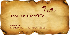 Thaller Aladár névjegykártya